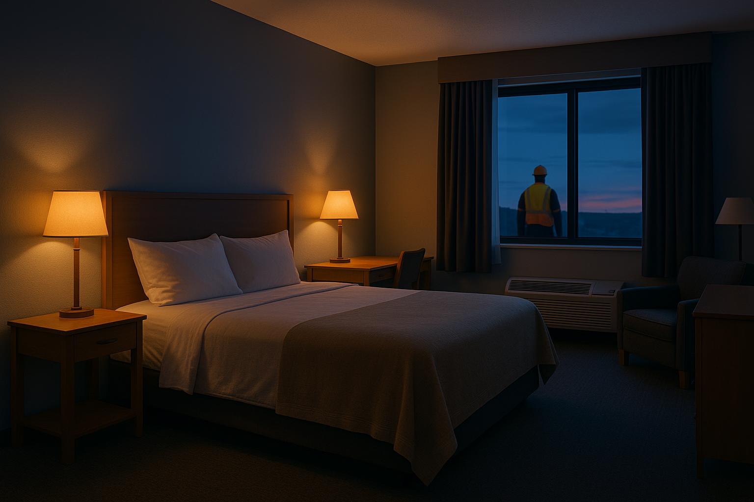 Private furnished studio with a bed, desk, and warm lighting